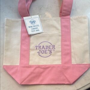 Pink and Cream Canvas Tote Bag
